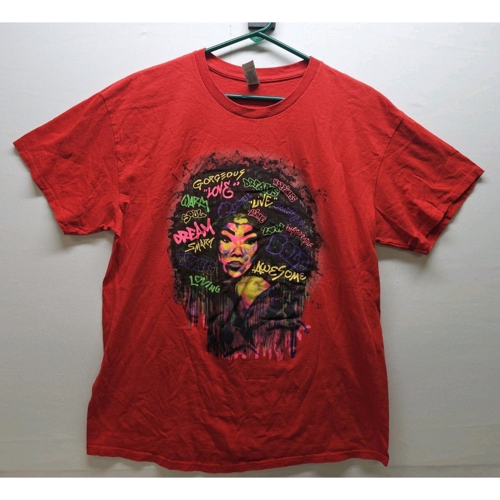 Gildan Heavy Cotton L Afrocentric Colorful Pop Art Hip Hop Fashion Streetwear